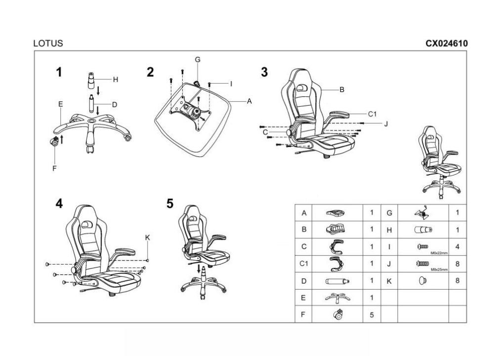 Instrukcja montażu fotela Lotus