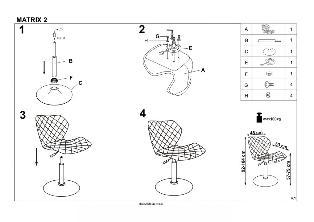 Instrukcja montażu fotela Matrix 3