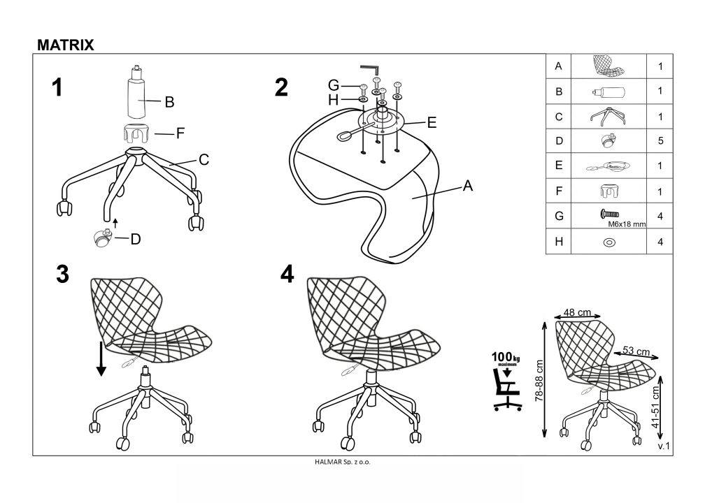 Instrukcja montażu fotela Matrix
