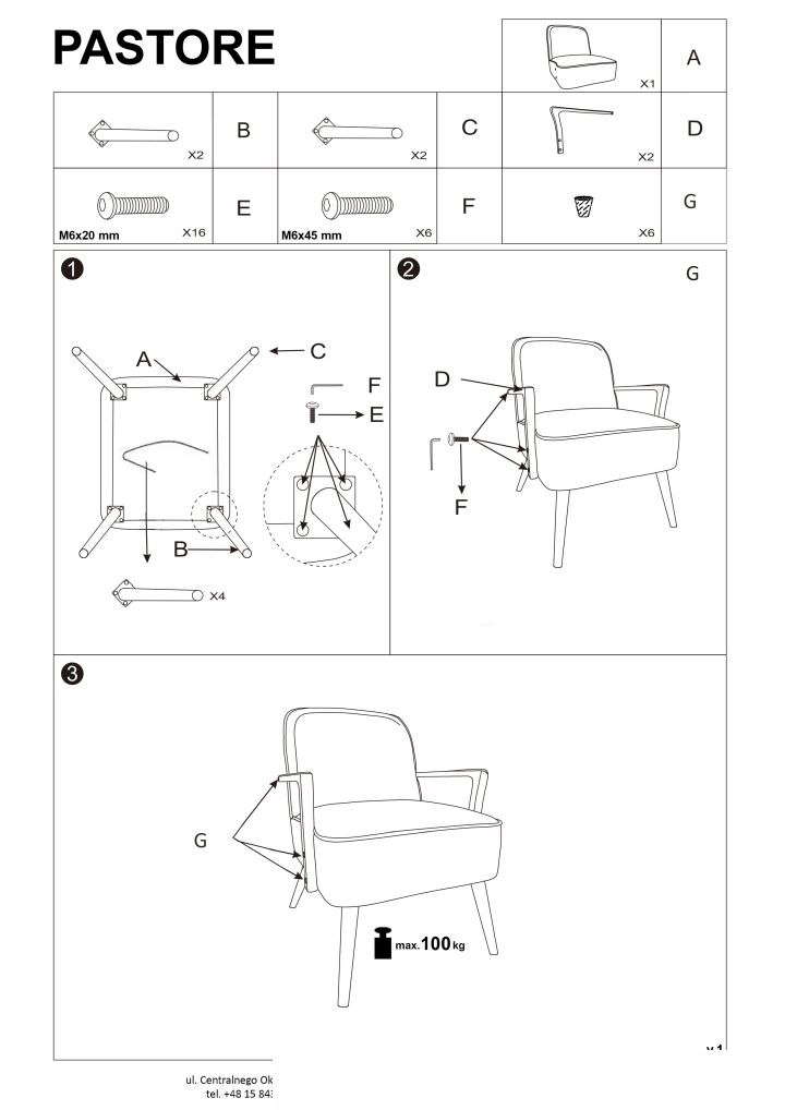 Instrukcja montażu fotela Pastore