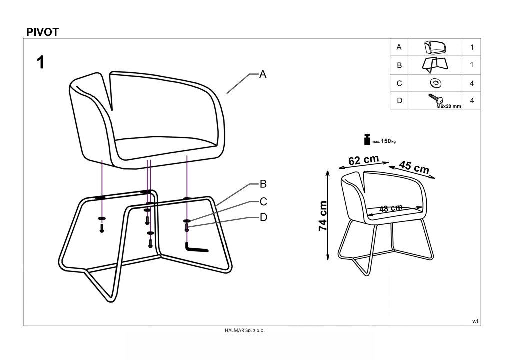 Instrukcja montażu fotela Pivot
