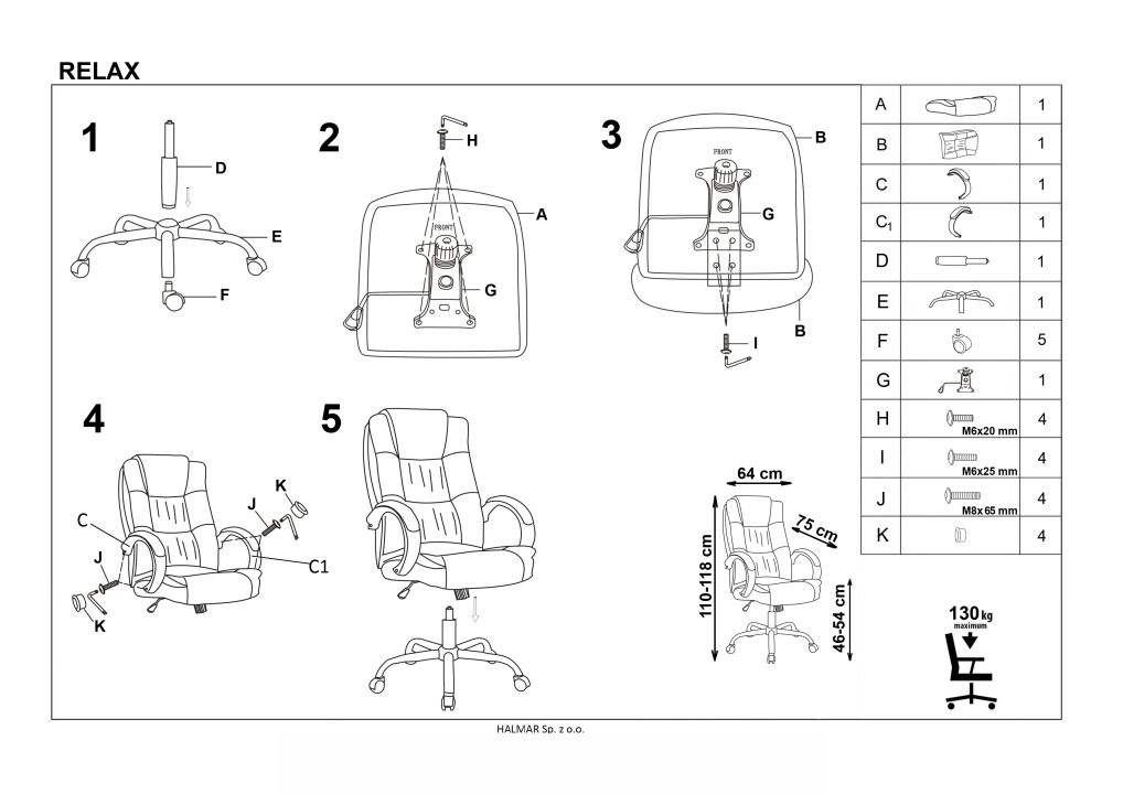 Instrukcja montażu fotela Relax 2