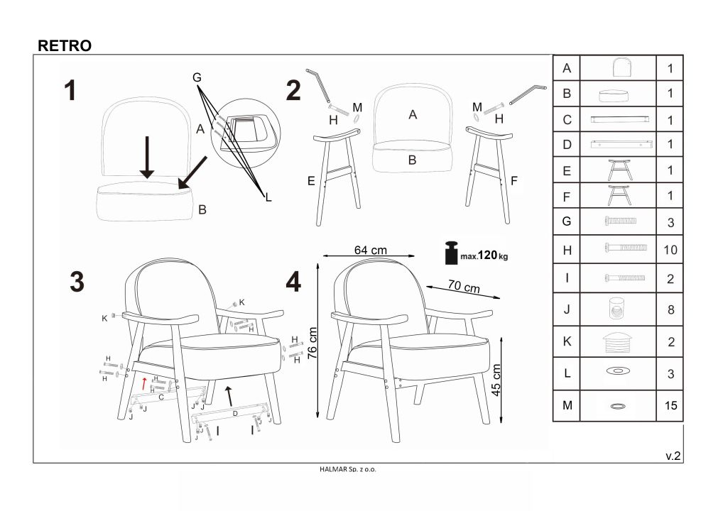 Instrukcja montażu fotela Retro