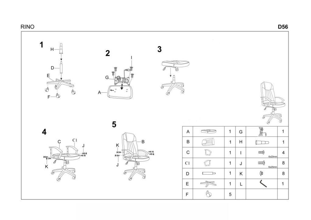 Instrukcja montażu fotela Rino