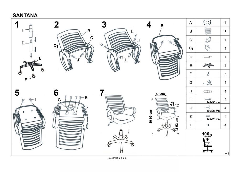 Instrukcja montażu fotela Santana