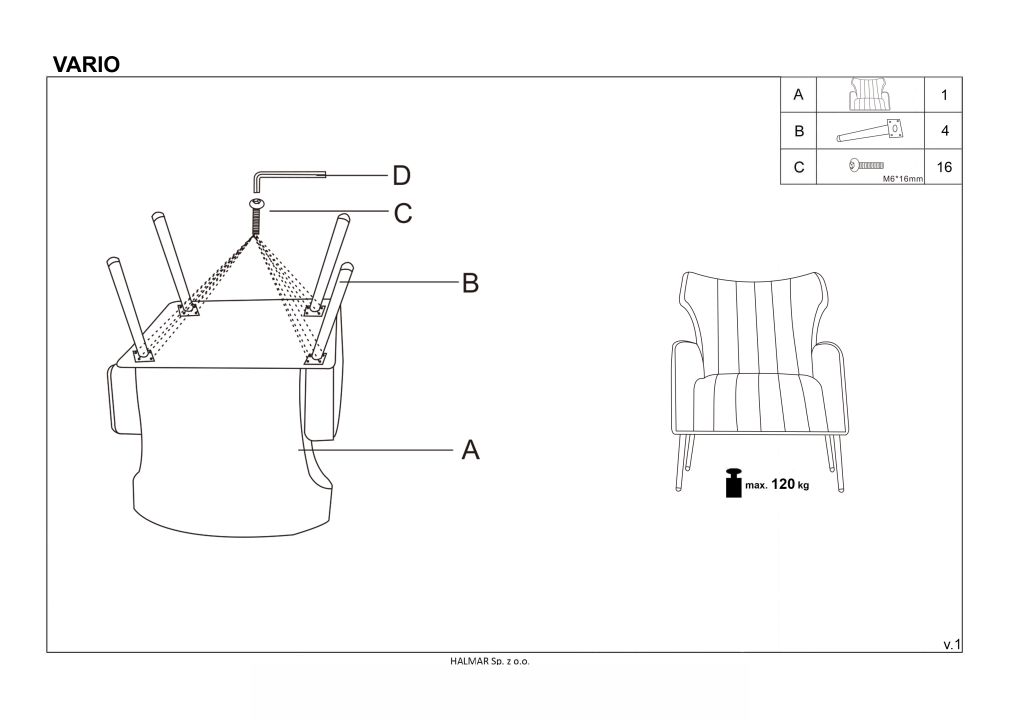 Instrukcja montażu fotela Vario