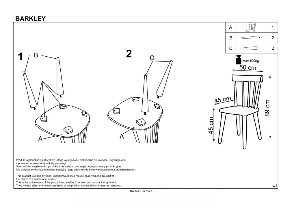 Instrukcja montażu krzesła Barkley