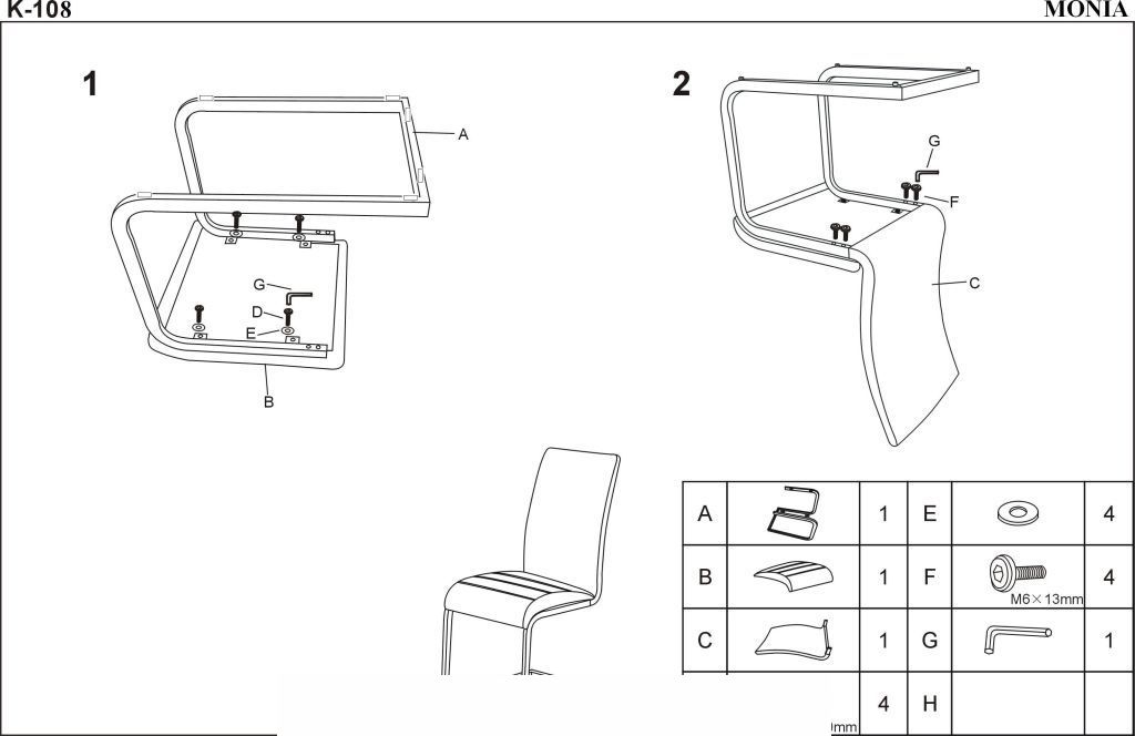 Instrukcja montażu krzesła K108