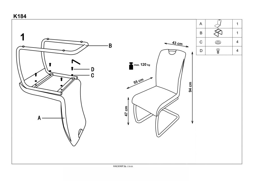 Instrukcja montażu krzesła K184