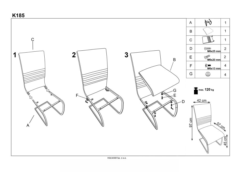 Instrukcja montażu krzesła K185