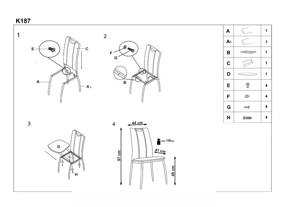 Instrukcja montażu krzesła K187