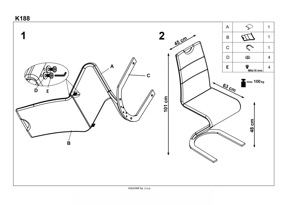 Instrukcja montażu krzesła K188