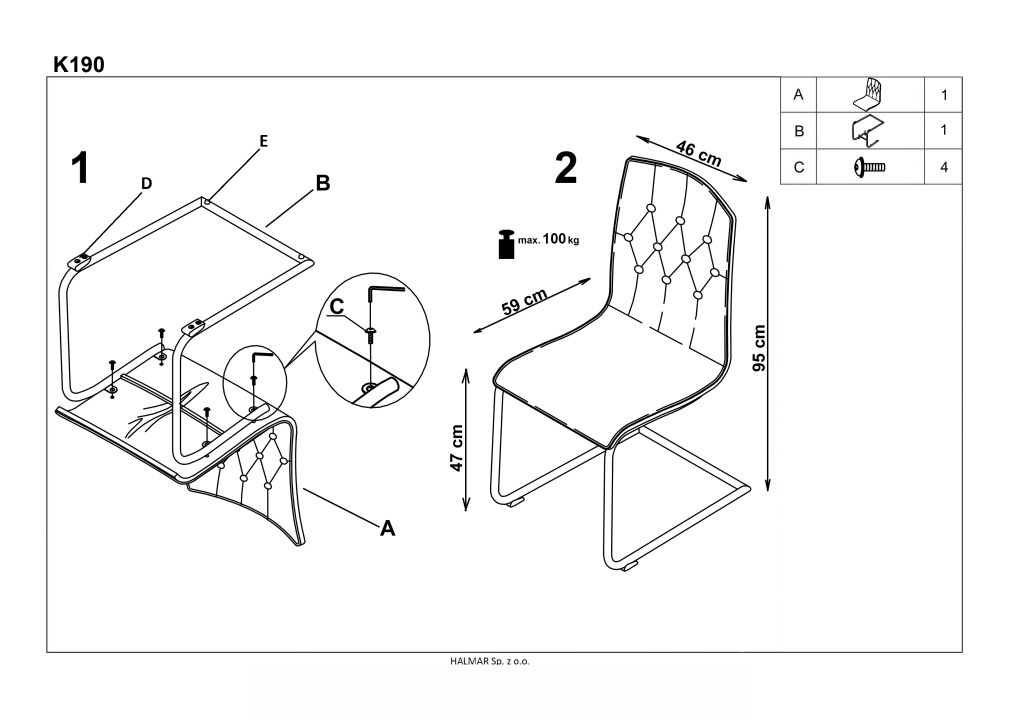 Instrukcja montażu krzesła K190
