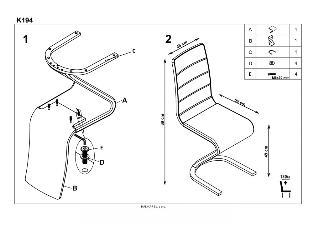 Instrukcja montażu krzesła K194