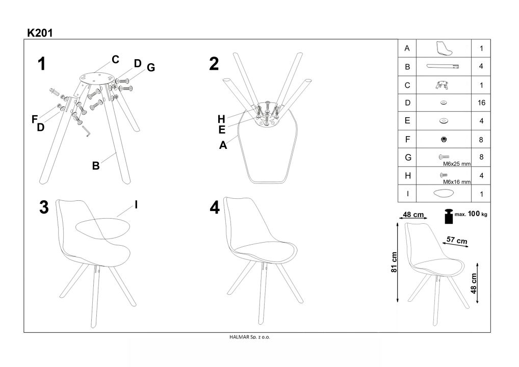 Instrukcja montażu krzesła K201