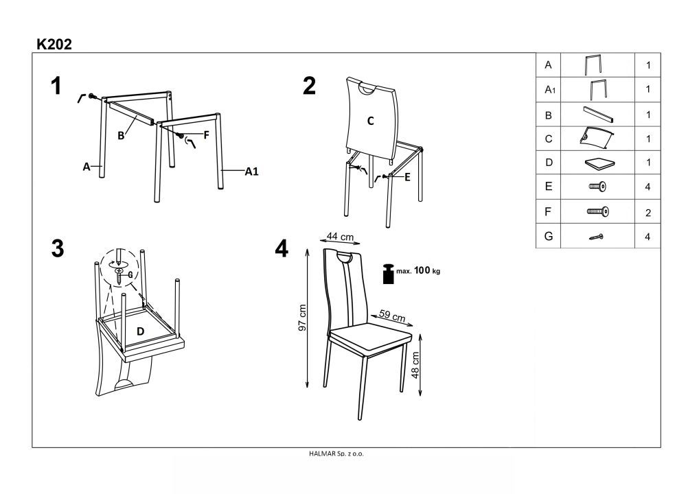 Instrukcja montażu krzesła K202