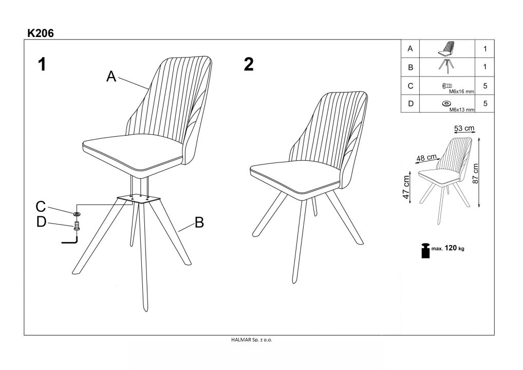 Instrukcja montażu krzesła K206