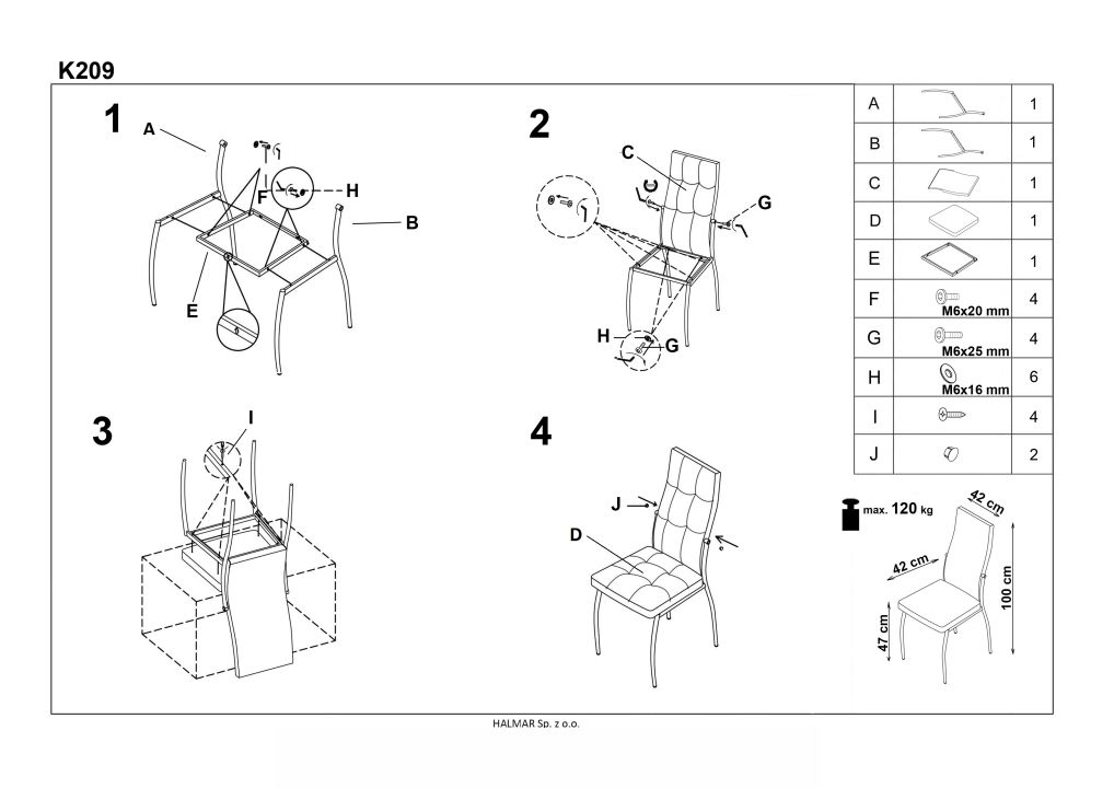 Instrukcja montażu krzesła K209