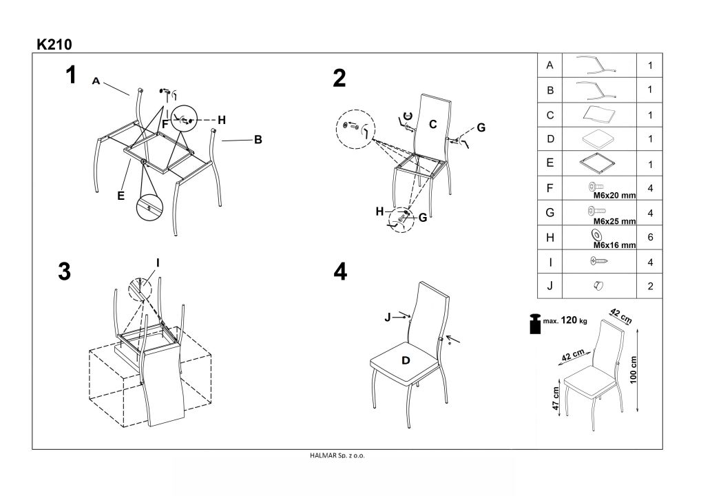 Instrukcja montażu krzesła K210