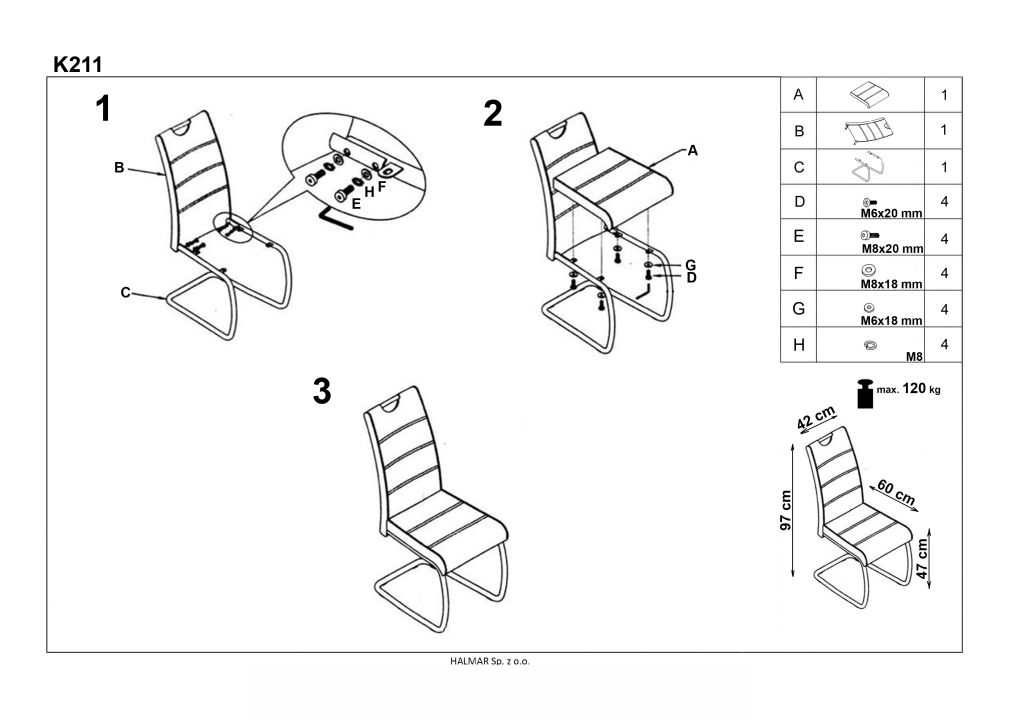 Instrukcja montażu krzesła K211