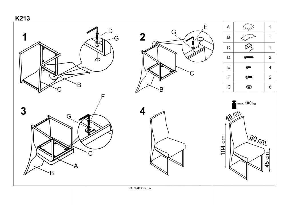 Instrukcja montażu krzesła K213