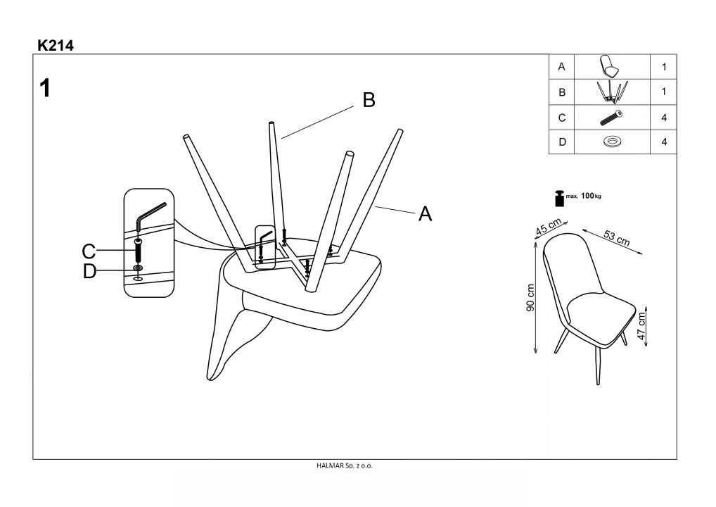 Instrukcja montażu krzesła K214 Iii