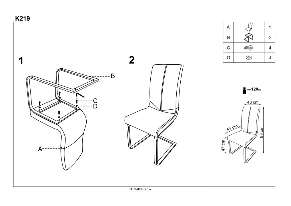 Instrukcja montażu krzesła K219