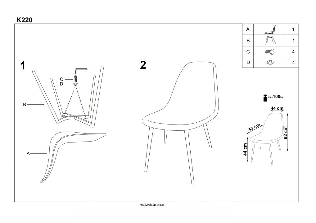Instrukcja montażu krzesła K220