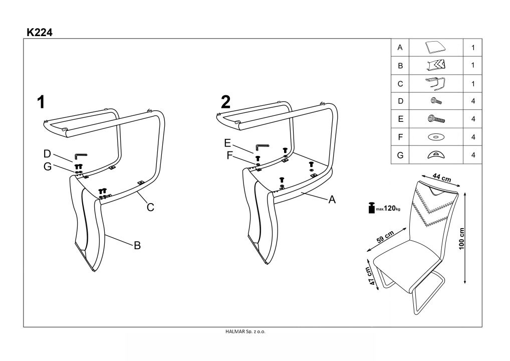 Instrukcja montażu krzesła K224