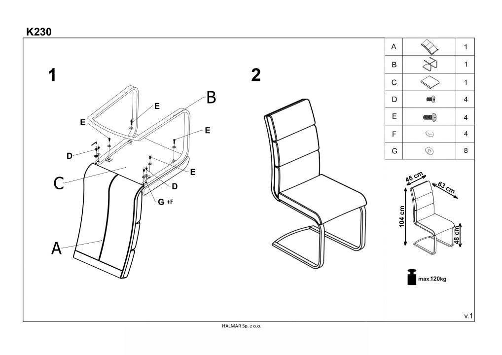 Instrukcja montażu krzesła K230