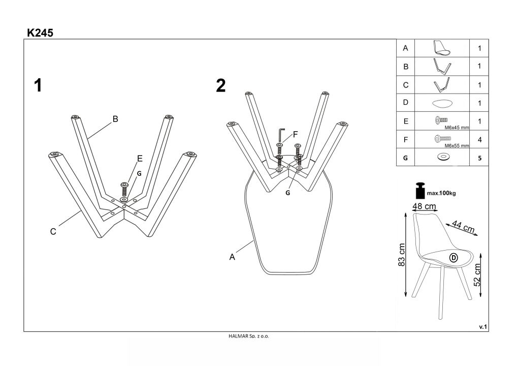 Instrukcja montażu krzesła K245