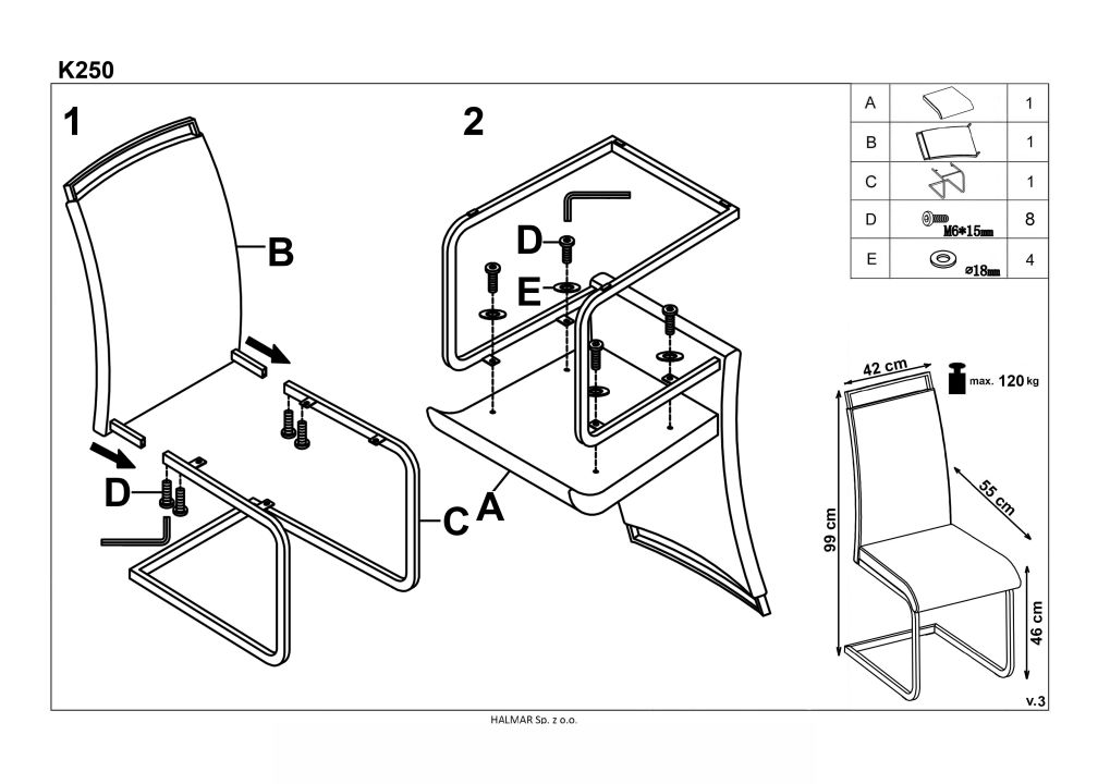 Instrukcja montażu krzesła K250