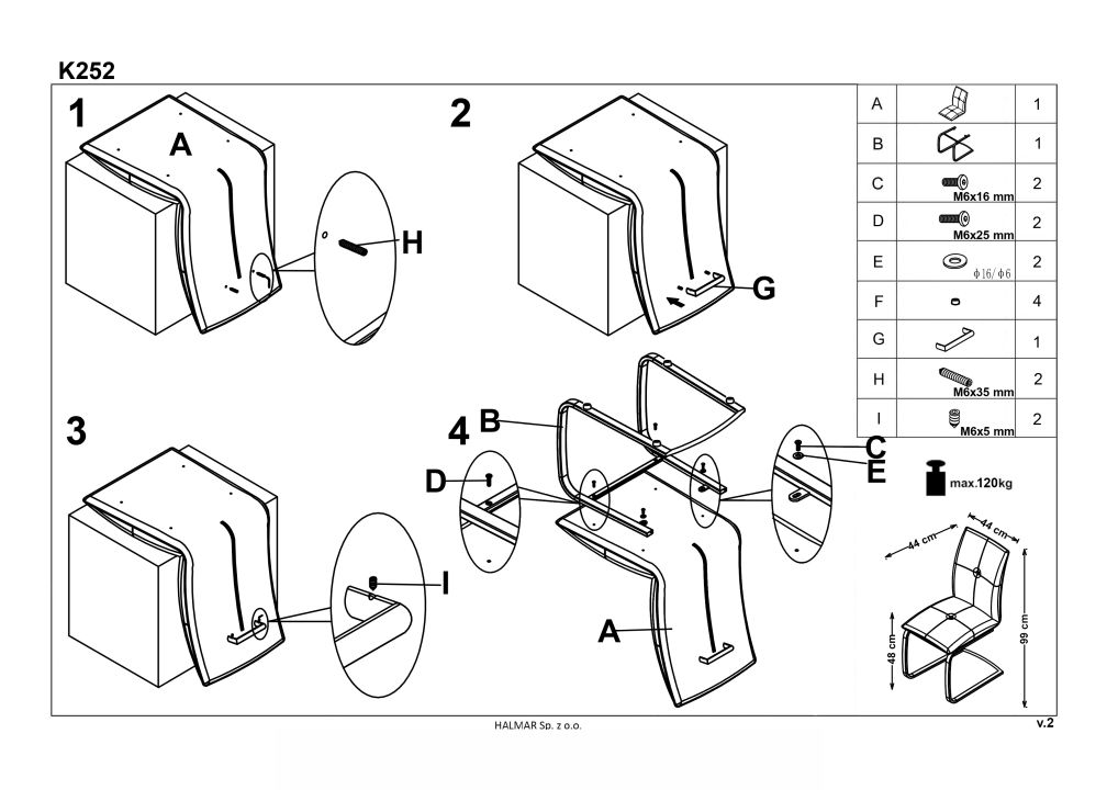 Instrukcja montażu krzesła K252