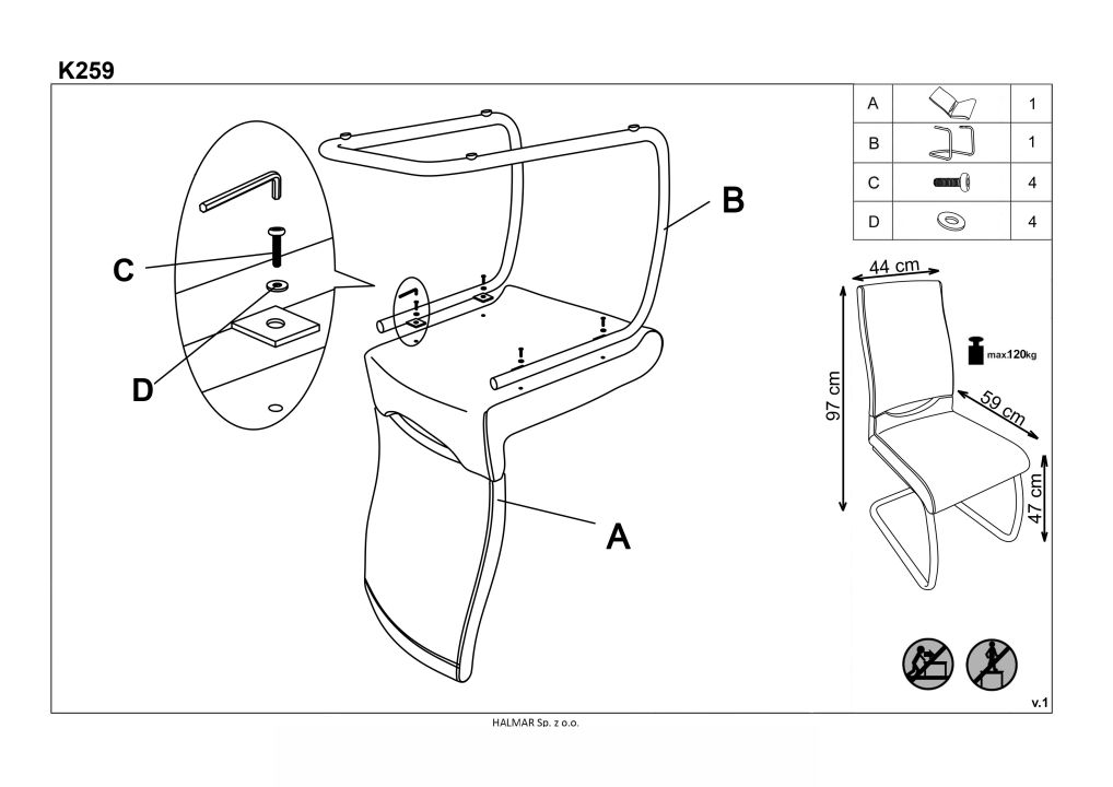 Instrukcja montażu krzesła K259