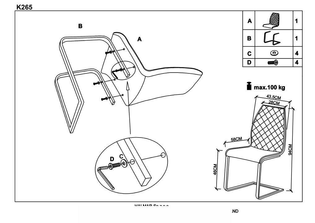 Instrukcja montażu krzesła K265