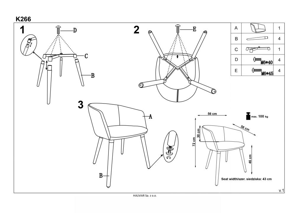 Instrukcja montażu krzesła K266