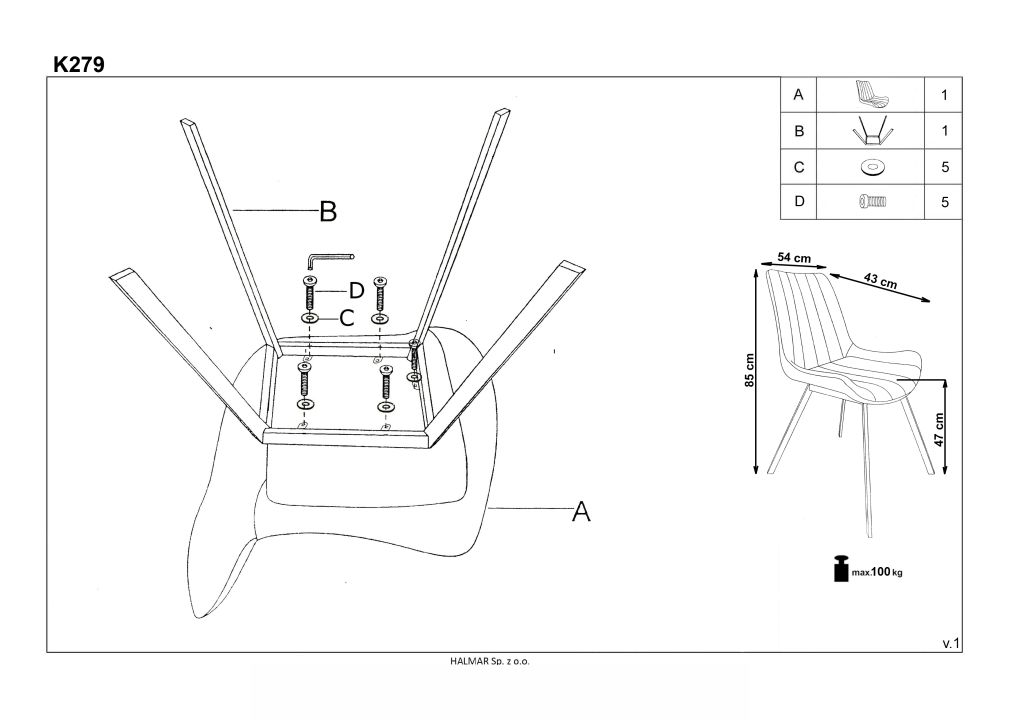 Instrukcja montażu krzesła K279