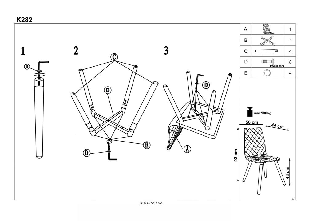Instrukcja montażu krzesła K282