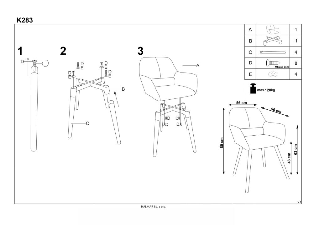 Instrukcja montażu krzesła K283