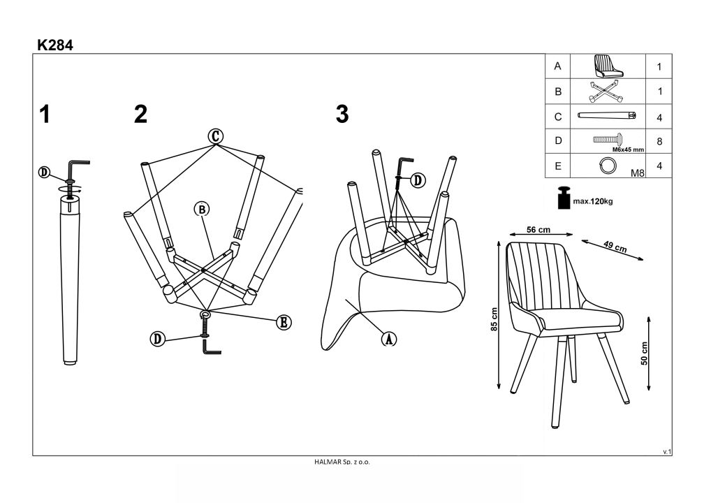 Instrukcja montażu krzesła K284