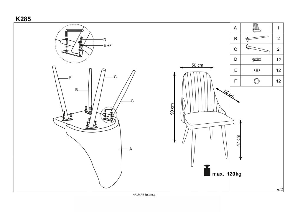 Instrukcja montażu krzesła K285