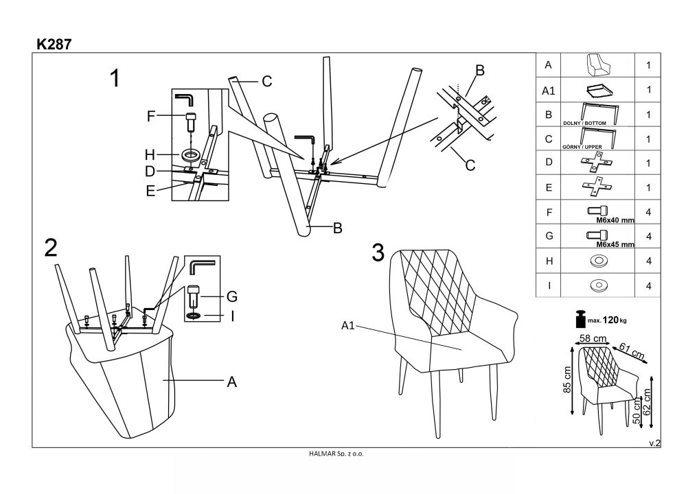 Instrukcja montażu krzesła K287