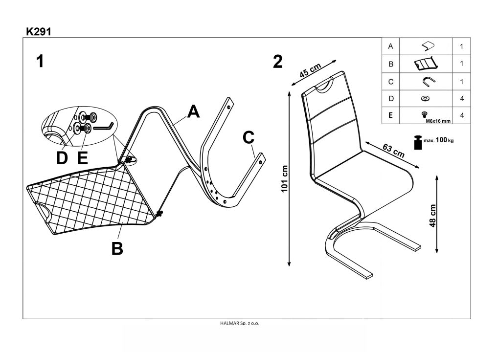 Instrukcja montażu krzesła K291