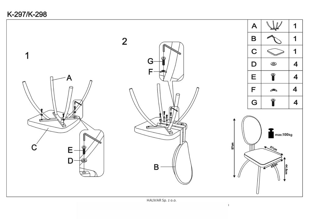 Instrukcja montażu krzesła K298