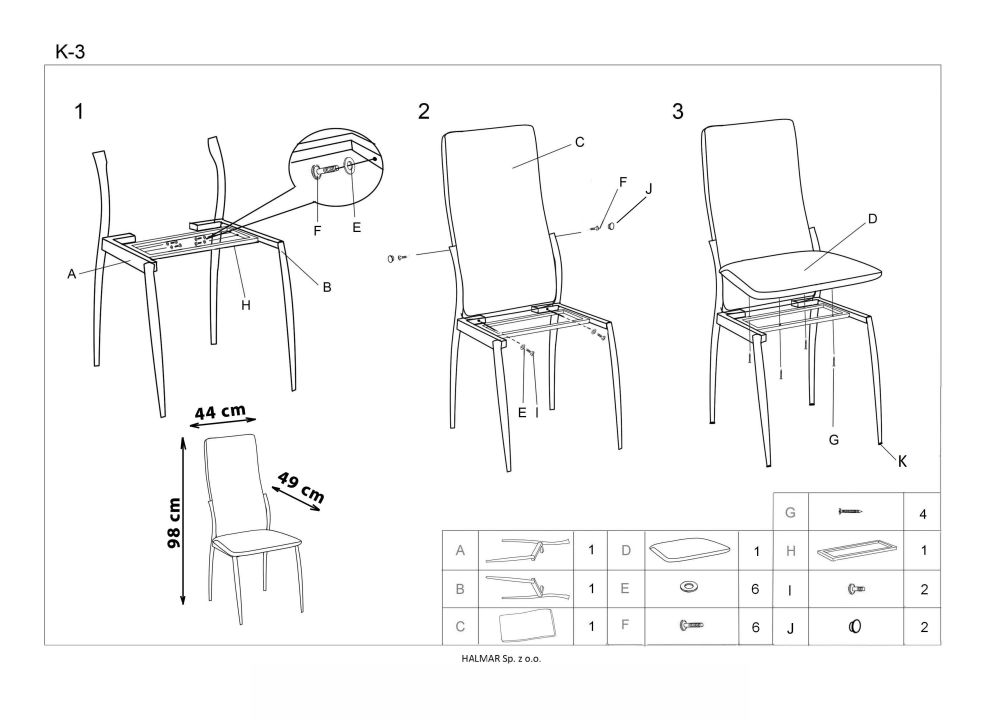 Instrukcja montażu krzesła K3
