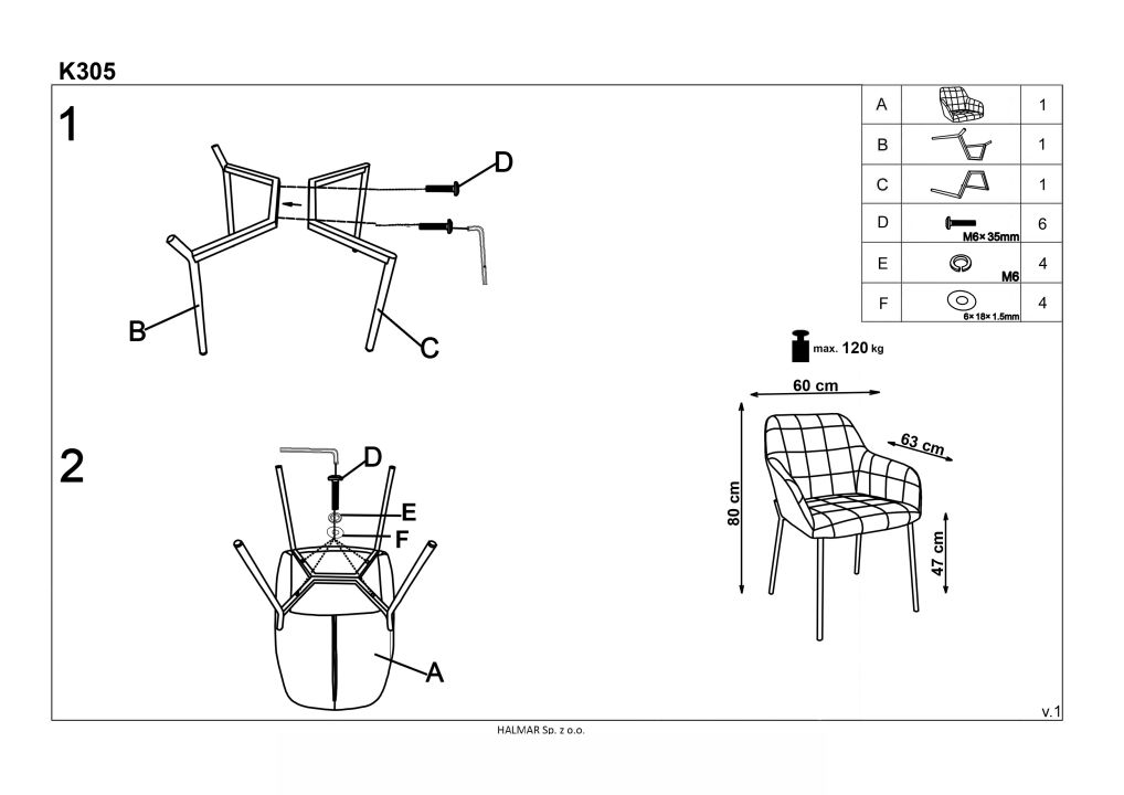 Instrukcja montażu krzesła K305