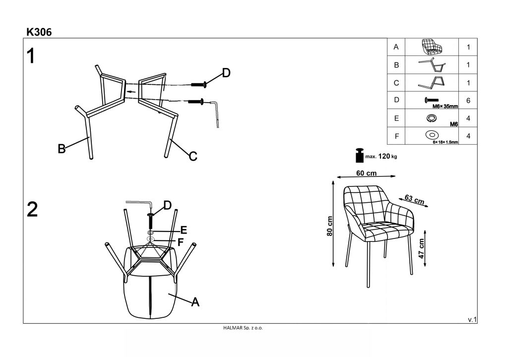 Instrukcja montażu krzesła K306