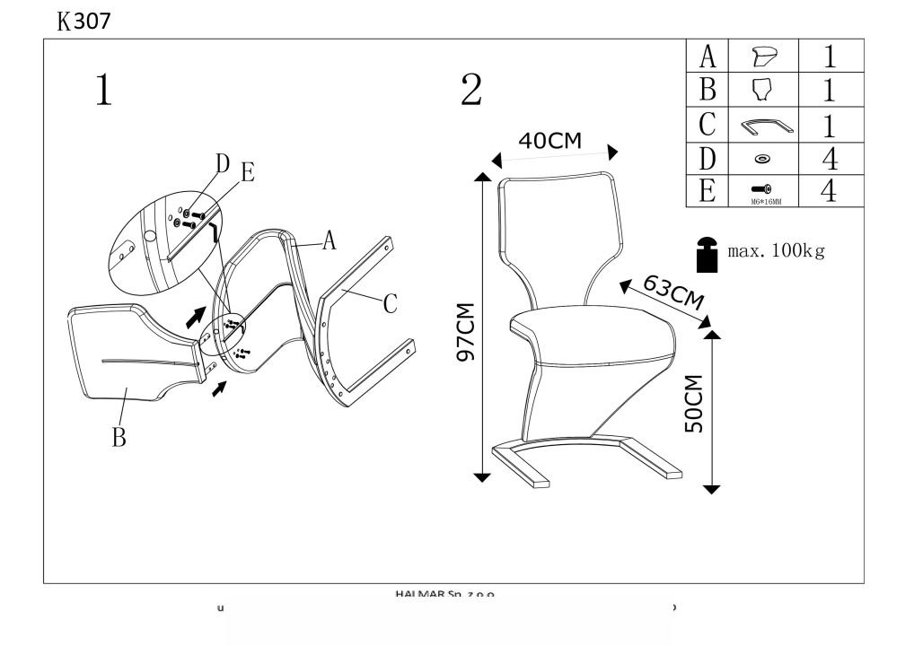 Instrukcja montażu krzesła K307