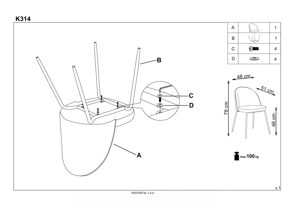 Instrukcja montażu krzesła K314