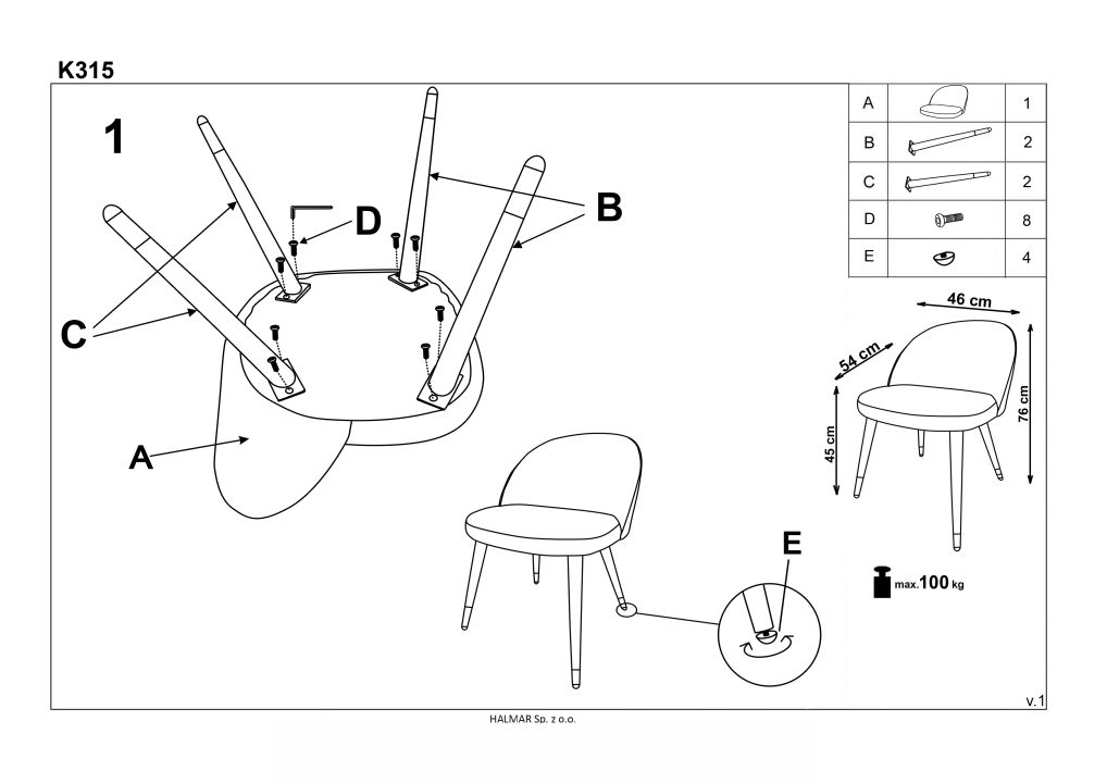 Instrukcja montażu krzesła K315